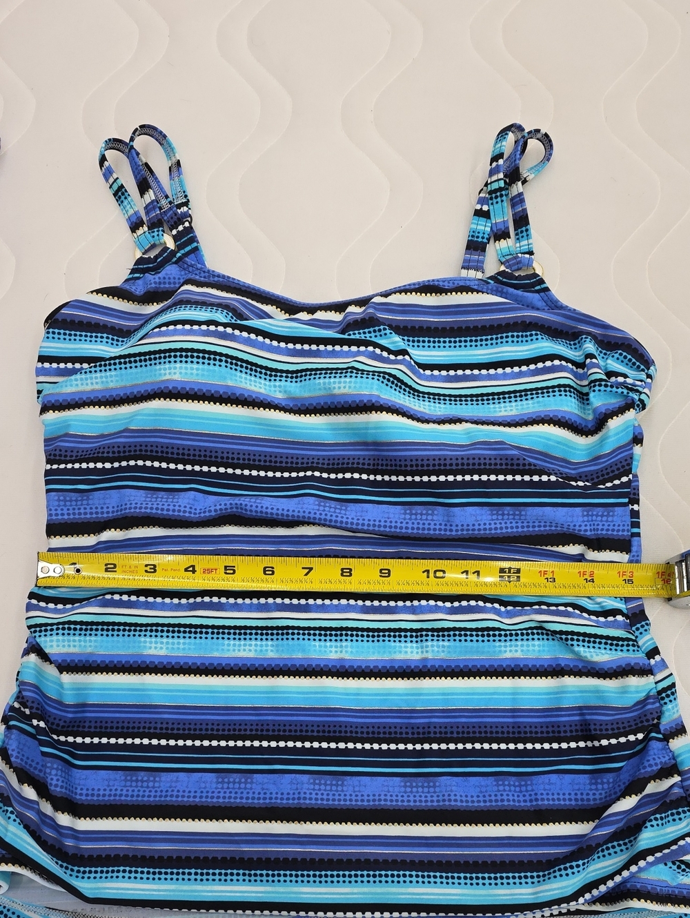 Blue Striped Women's Tank Top With Adjustable Straps - Picture 4 of 6